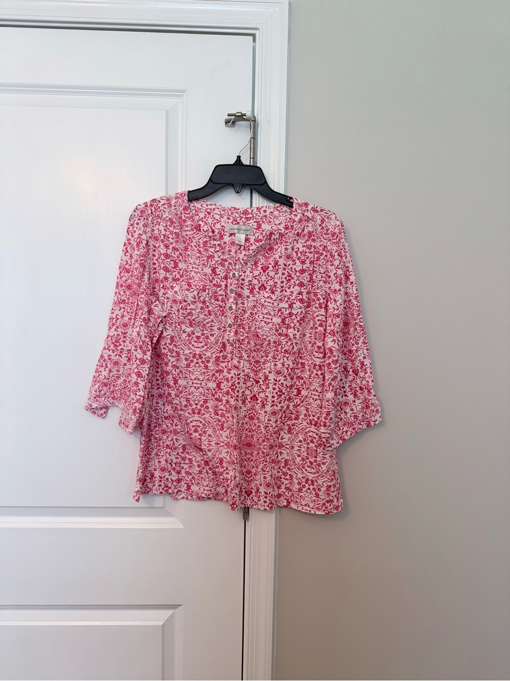 Christopher & Banks Pink Floral Button-Front Tunic